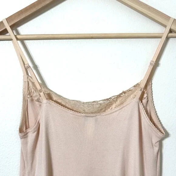 Felina Y2K Ribbed Camisole Tank Top XL Lace Trim Peach Cami Stretchy Coquette - Picture 5 of 10